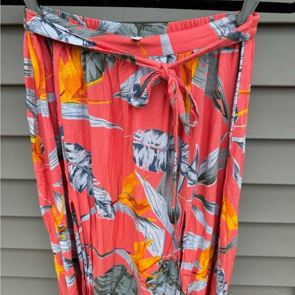 Patrons of Peace size M Tropical Floral Hawaiian Maxi Skirt w/Slits - Coral - Picture 2 of 9